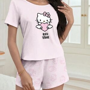 Hello Kitty Pink Sleepwear Set Pajamas Size Small 4
